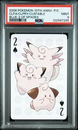 PSA 9 POKEMON PLAYING CARD CLEFFA CLEFAIRY CLEFABLE BLUE 2 10TH ANNIVERSARY 360 - Image 1