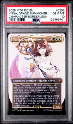 PSA 10 MTG FINAL FANTASY COMMANDER #0208 YUNA, GRAND SUMMONER - Image 1