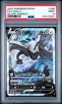 2022 POKEMON SWORD & SHIELD SILVER TEMPEST #186 FULL ART/LUGIA V PSA 9 - Image 1