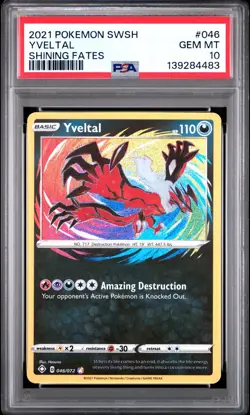 FRESH GRADE 2021 Pokemon Shining Fates Amazing Rare #046 Yveltal PSA 10 GEM MINT - Image 1