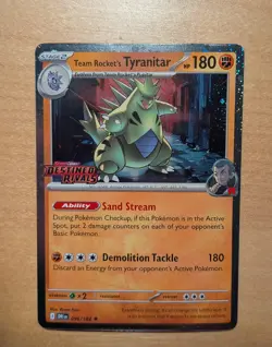 Pokemon TCG Team Rocket's Tyranitar 096/182 Pre Release Promo Destined Rivals - Image 1