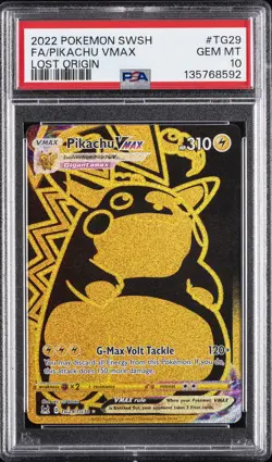 2022 POKEMON SWORD & SHIELD LOST ORIGIN #TG29 FULL ART/PIKACHU VMAX PSA 10 - Image 1