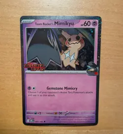 Pokemon TCG Team Rocket's Mimikyu 087/182 Pre Release Promo Destined Rivals - Image 1