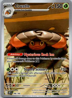 Crustle #186/182 SV10: Destined Rivals Full Art Rare Holo Pokemon NM - Image 1