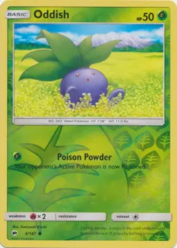 x4 Oddish - 4/147 - Common - Reverse Holo Pokemon SM3 Burning Shadows M/NM - Image 1