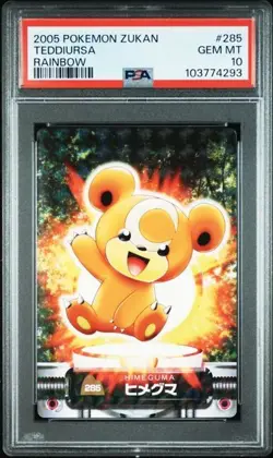 PSA 10 POKEMON JAPANESE ZUKAN TEDDIURSA #285 RAINBOW 2005 POP 6 GEM MINT 473 - Image 1