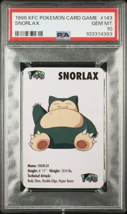 PSA 10 POKEMON ENGLISH SNORLAX #143 KFC POKEMON CARD GAME GEM MINT 552 - Image 1