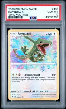2020 POKEMON SWORD & SHIELD VIVID VOLTAGE #138 RAYQUAZA PSA 10 - Image 1