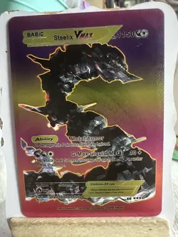 Steelix Vmax Armor Multi Foil Fan Art Display Card HP1150 NM/M - Image 1