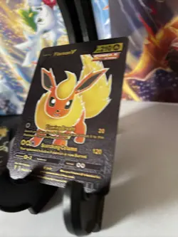 Pokemon Flareon V Black Foil 🔥Fan Art 🔥Card 169/203 N/M - Image 2
