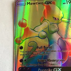 Pokemon Mewtwo GX Secret Rare Full Art Holo Shining Legends 76/73 190 HP Card - Image 2