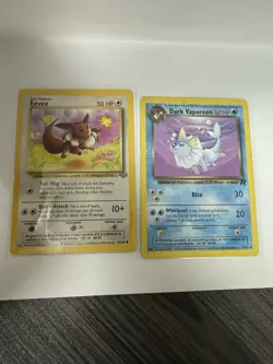 Pokemon TCG Team Rocket Eevee 51/64 & Dark Vaporeon 45/82 Card Lot 1999 English - Image 1