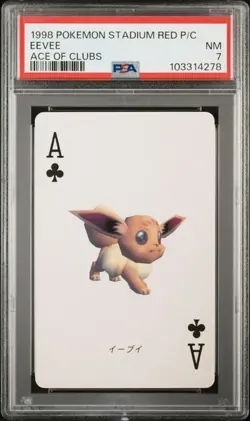 PSA 7 POKEMON PLAYING CARD EEVEE ACE OF CLUBS STADIUM BLUE 397 - Image 1