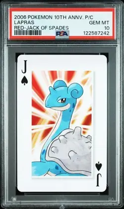 PSA 10 POKEMON PLAYING CARD LAPRAS RED JACK SPADES 10TH ANNIVERSARY POP 4 318 - Image 1