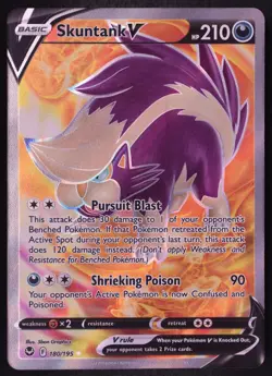 Skuntank V 180/195 - Pokemon Silver Tempest Ultra Rare Card - Image 1