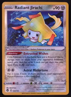 Radiant Jirachi 120/195 - Pokemon Silver Tempest Radiant Rare Card - Image 1