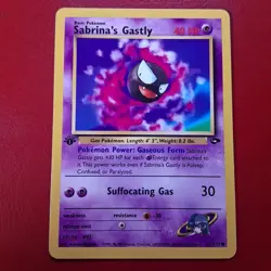 Sabrina's Gastly 97/132 Gym Challenge Regular First Edition Wotc Pokemon Card LP - Image 1