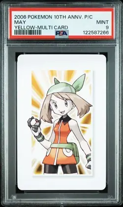 PSA 9 POKEMON PLAYING CARD MAY YELLOW MULTI CARD 10TH ANNIVERSARY 363 - Image 1