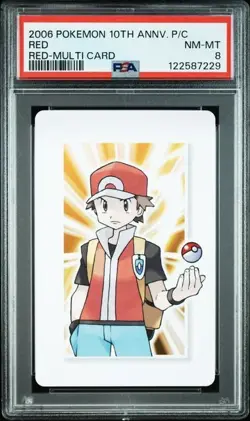 PSA 8 POKEMON PLAYING CARD RED MULTI CARD RED 10TH ANNIVERSARY 364 - Image 1