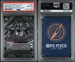 2025 One Piece OP12 EN 3rd Anniversary Silver #093 Marshall D. Teach PSA 10 GEM! - Image 3
