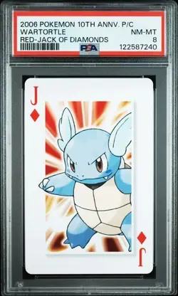PSA 8 POKEMON PLAYING CARD WARTORTLE RED JACK DIAMONDS 10TH ANNIVERSARY 366 - Image 1