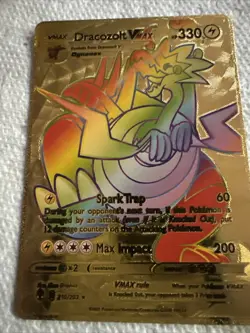 Dracozolt VMAX Rainbow HP330 Gold Foil 🔥Fan Art 🔥Pokemon Card - Image 1