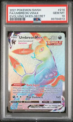 Pokemon Card Umbreon Vmax 214/203 Secret PSA 10 SWSH Evolving Skies - Image 1