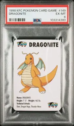 PSA 6 POKEMON ENGLISH DRAGONITE #149 KFC POKEMON CARD GAME 551 - Image 1