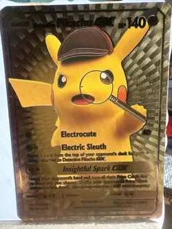 Pokemon Gold Foil Card Collection Detective Pikachu GX Fan Art - Image 2