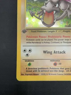 Aerodactyl 1/62 Fossil Holo Rare 1st Edition Pokemon Card WOTC Moderately played - Image 4