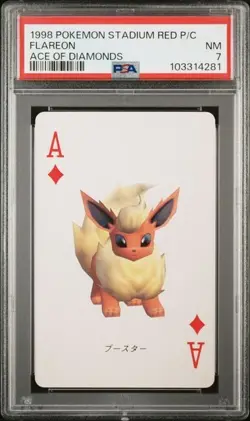 PSA 7 POKEMON PLAYING CARD FLAREON ACE OF DIAMONDS STADIUM RED 398 - Image 1