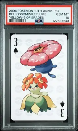 PSA 10 POKEMON PLAYING CARD BELLOSSOM VILEPLUME YELLOW 3 10TH ANNIVERSARY 319 - Image 1