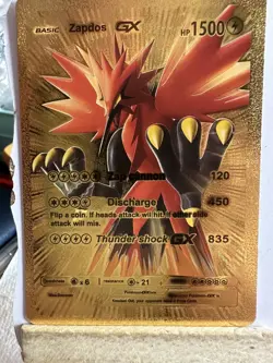 Zapdos GX Zap Cannon HP1500 Gold Foil Fan Art Display Card M/NM - Image 1
