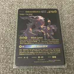 Pokemon Umbreon & Darkrai GX HP270 Tag Team Black Foil Fan/Display Art Card NM - Image 1