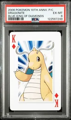 PSA 6 POKEMON PLAYING CARD DRAGONITE BLUE KING DIAMOND 10TH ANNIVERSARY 368 - Image 1