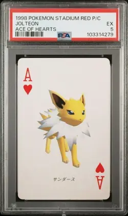 PSA 5 POKEMON PLAYING CARD JOLTEON ACE OF HEARTS STADIUM RED 400 - Image 1