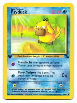 Psyduck 53/62 Common Fossil Pokemon 1st Edition HP - Image 1