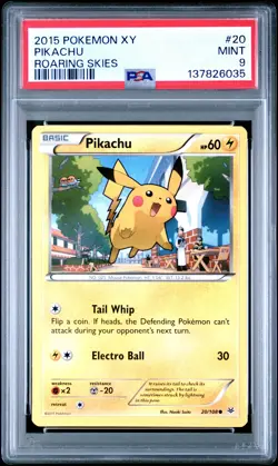2015 POKEMON XY ROARING SKIES #20 PIKACHU PSA 9 - Image 1