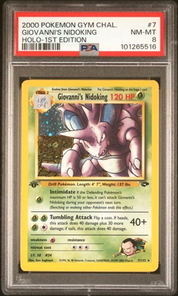 2000 Pokemon Gym Challenge 1st Edition Giovanni's Nidoking #7/132 PSA 8 - Image 1