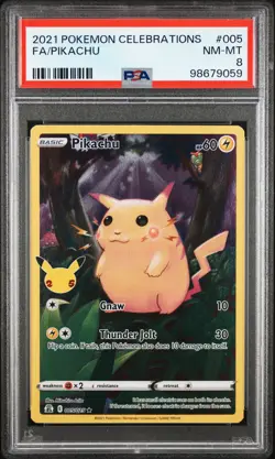 2021 POKEMON CELEBRATIONS #005 FULL ART/PIKACHU PSA 8 - Image 1
