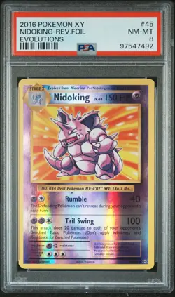 2016 POKEMON XY EVOLUTIONS #45 NIDOKING-REVERSE FOIL PSA 8 - Image 1