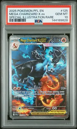 2025 Pokemon Phantasmal Flames 125/094 MEGA CHARIZARD X EX - PSA 10 - SI Rare - Image 1