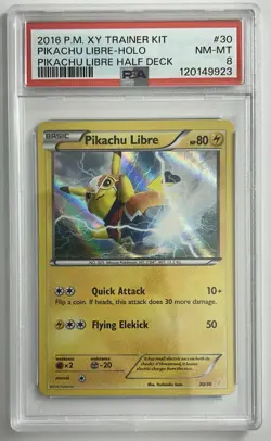 2016 POKEMON XY TRAINER KIT PIKACHU LIBRE HALF DECK #30 PIKACHU LIBRE-HOLO PSA 8 - Image 1