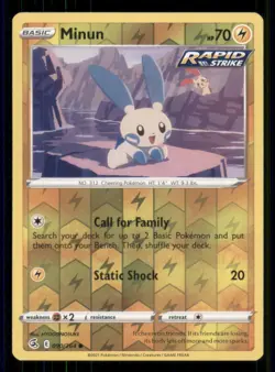 Minun SWSH08: Fusion Strike #090/264 Common Reverse Holo Pokemon LP - Image 1