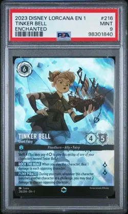 2023 DISNEY LORCANA EN 1-THE FIRST CHAPTER #216 TINKER BELL ENCHANTED PSA 9 - Image 1