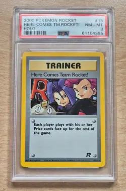 Team Rocket Here Comes Team Rocket! (PSA 8) 15/82 Pokemon Card WOTC 2000 - Image 1