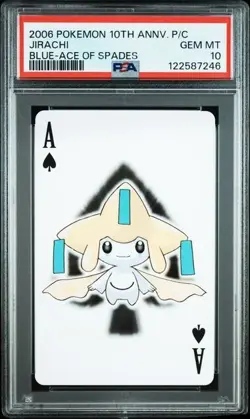 PSA 10 POKEMON PLAYING CARD JIRACHI BLUE ACE SPADES 10TH ANNIVERSARY 322 - Image 1