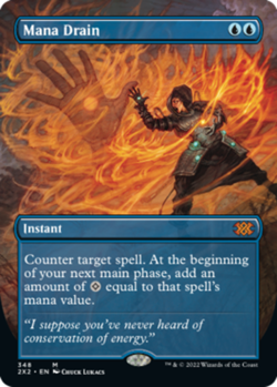MTG Mana Drain - Borderless, Light Play, English Double Masters 2022 - Image 1