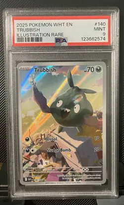 Pokemon 2025 Trubbish Illustration Rare Holo Sv: White Flare 140/086 PSA 9 - Image 1