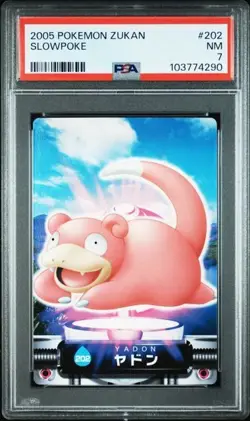 PSA 7 POKEMON JAPANESE CARDDASS ZUKAN SLOWPOKE #202 ADVANCED 2005 524 - Image 1